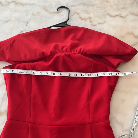 ZARA shoulder off red midi red dress size medium - Picture 9 of 11